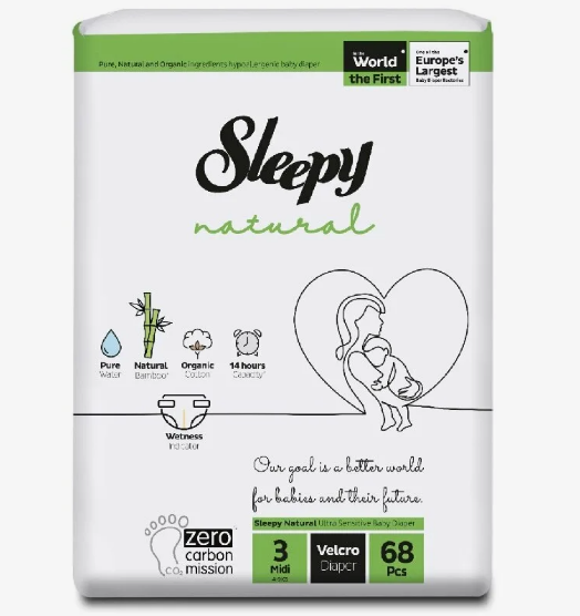 Подгузники СЛИПИ Натурал Doudle Jumbo Pack Midi3(4-9кг) 68шт1/14
